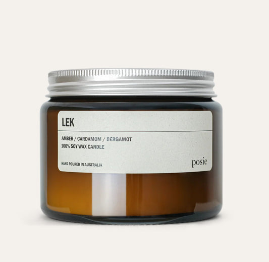 LEK: AMBER / CARDAMOM / BERGAMOT LARGE AMBER CANDLE 500G