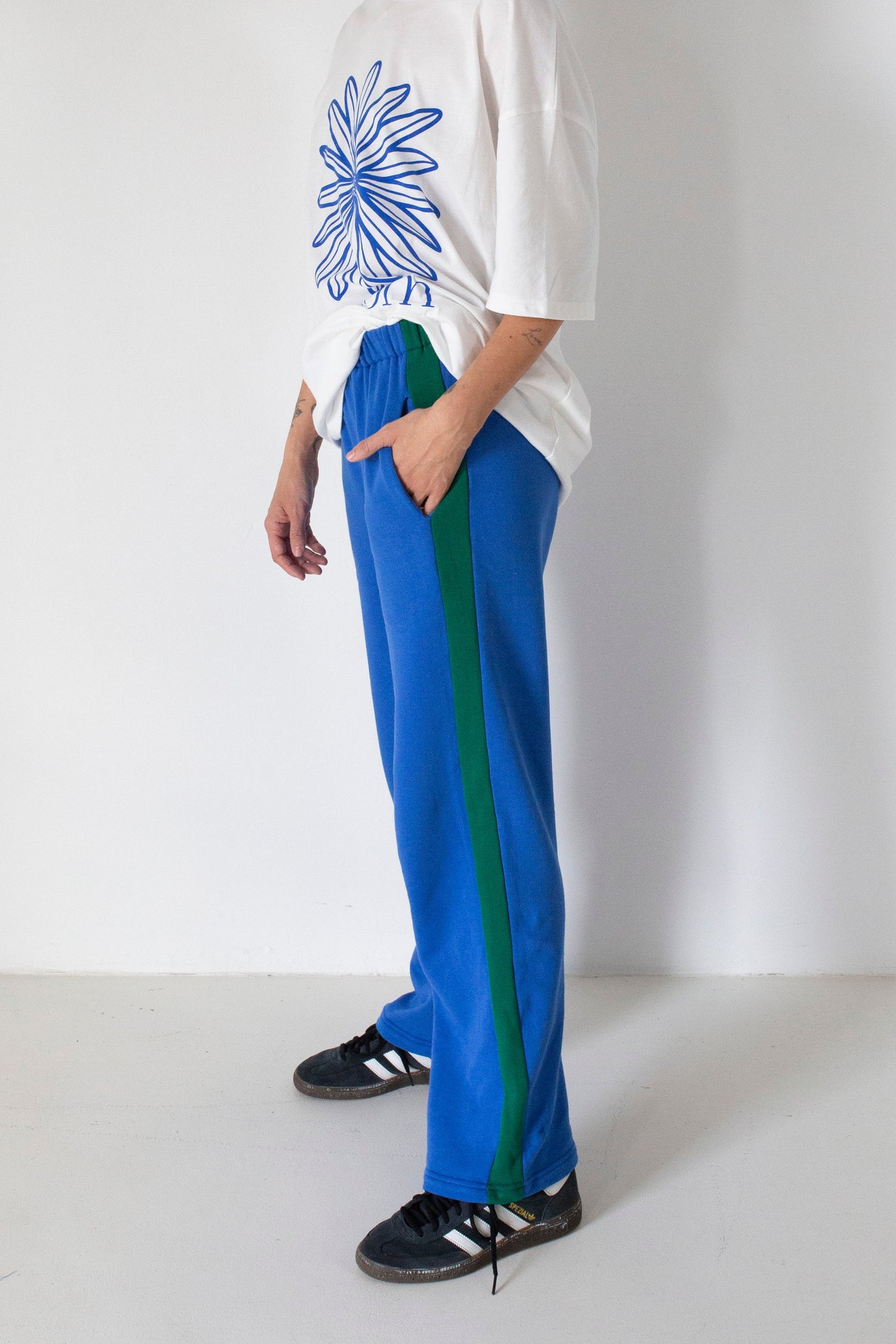 Women's Benny Cotton Racer Pants - Royal Blue/Green