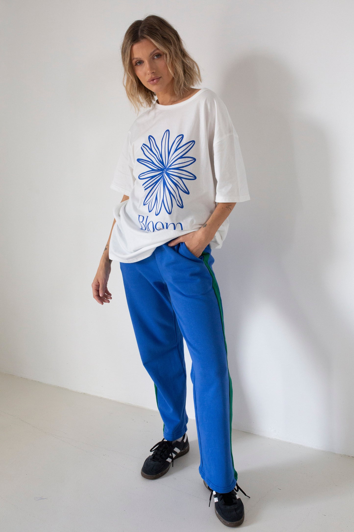 Women's Benny Cotton Racer Pants - Royal Blue/Green