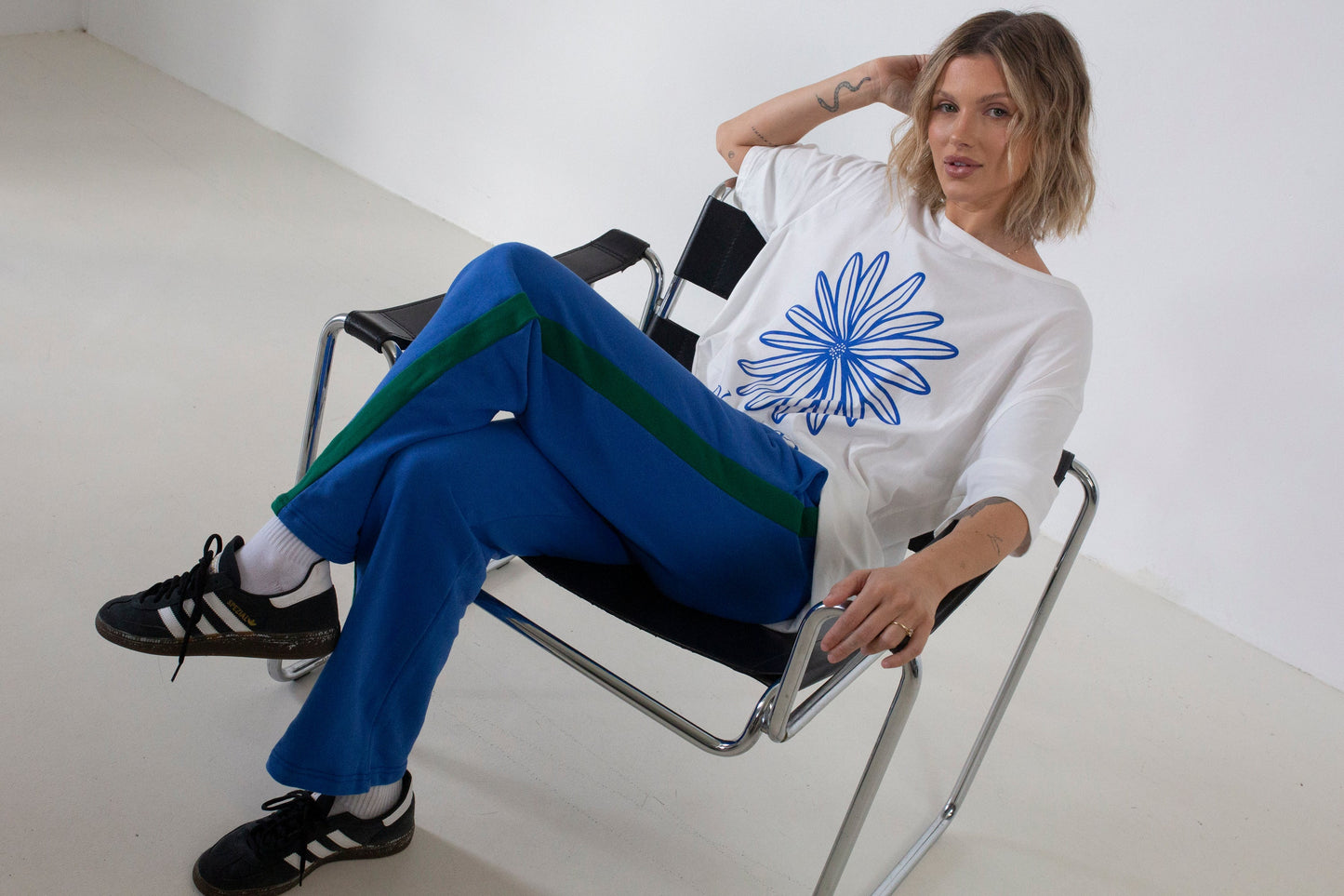 Women's Benny Cotton Racer Pants - Royal Blue/Green