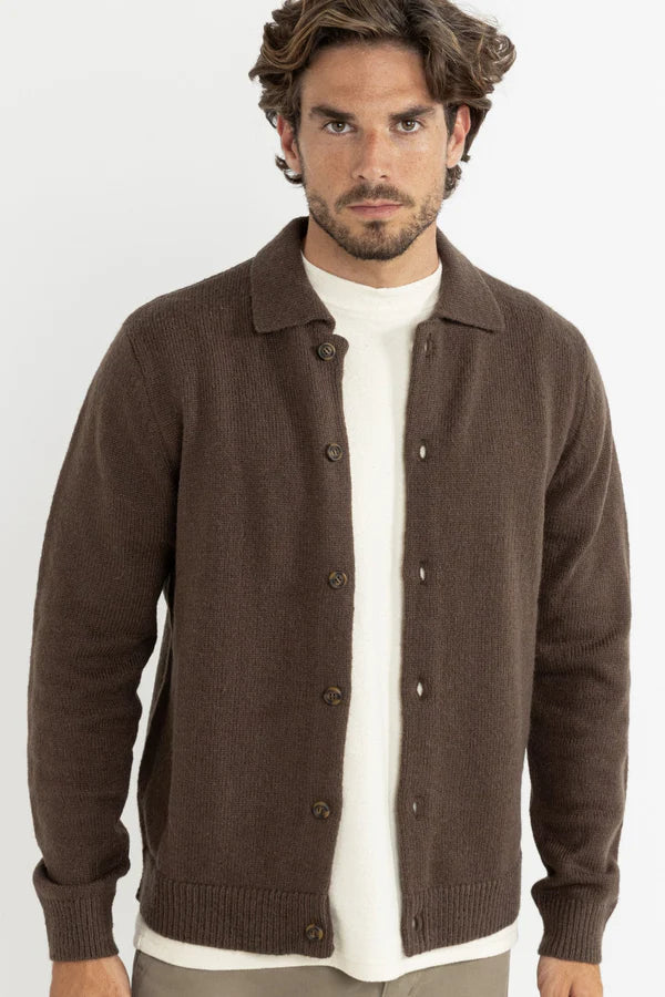 Mohair button Up Knit - Chocolate