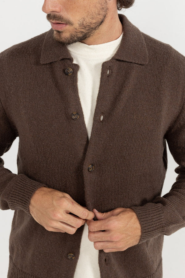 Mohair button Up Knit - Chocolate