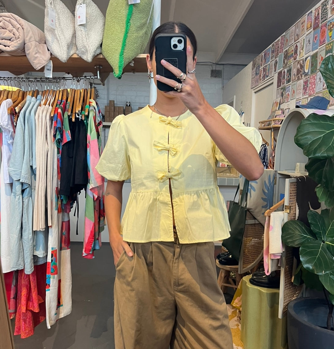 Yellow Puff Sleeve Top