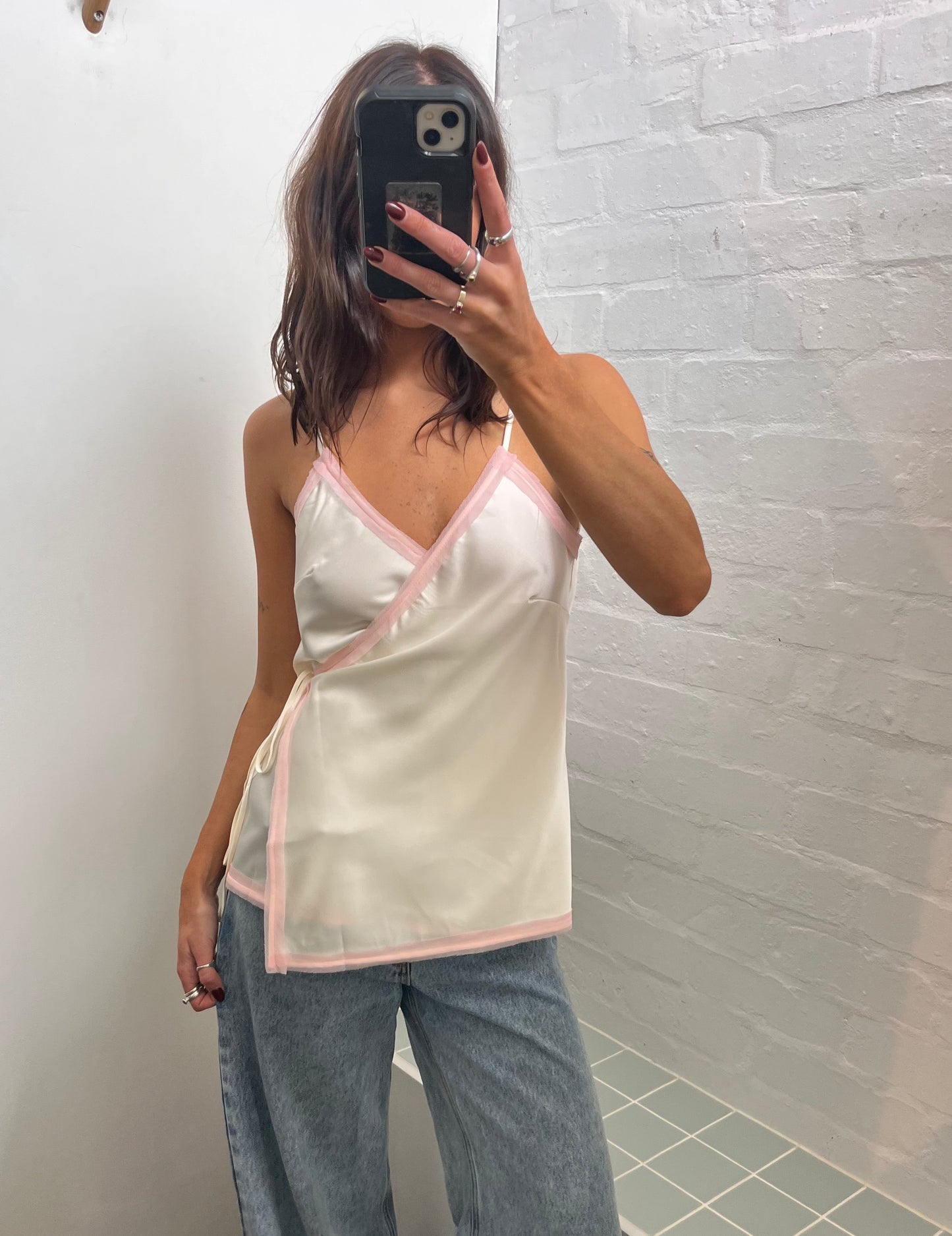 Cami Wrap Top- Cream & Blush