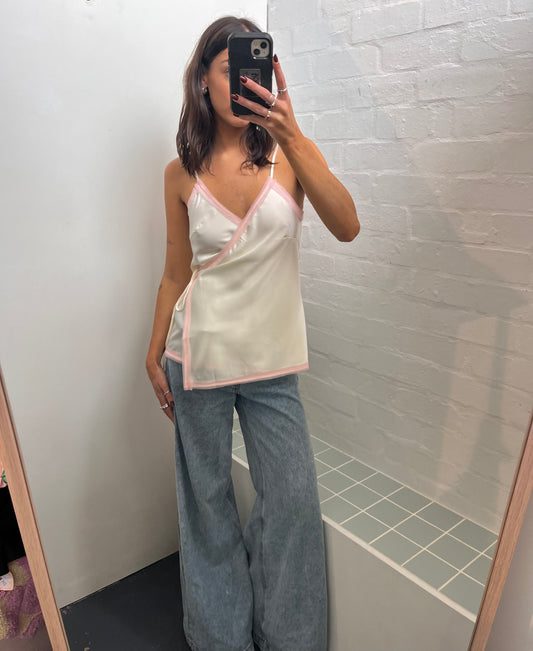 Cami Wrap Top- Cream & Blush