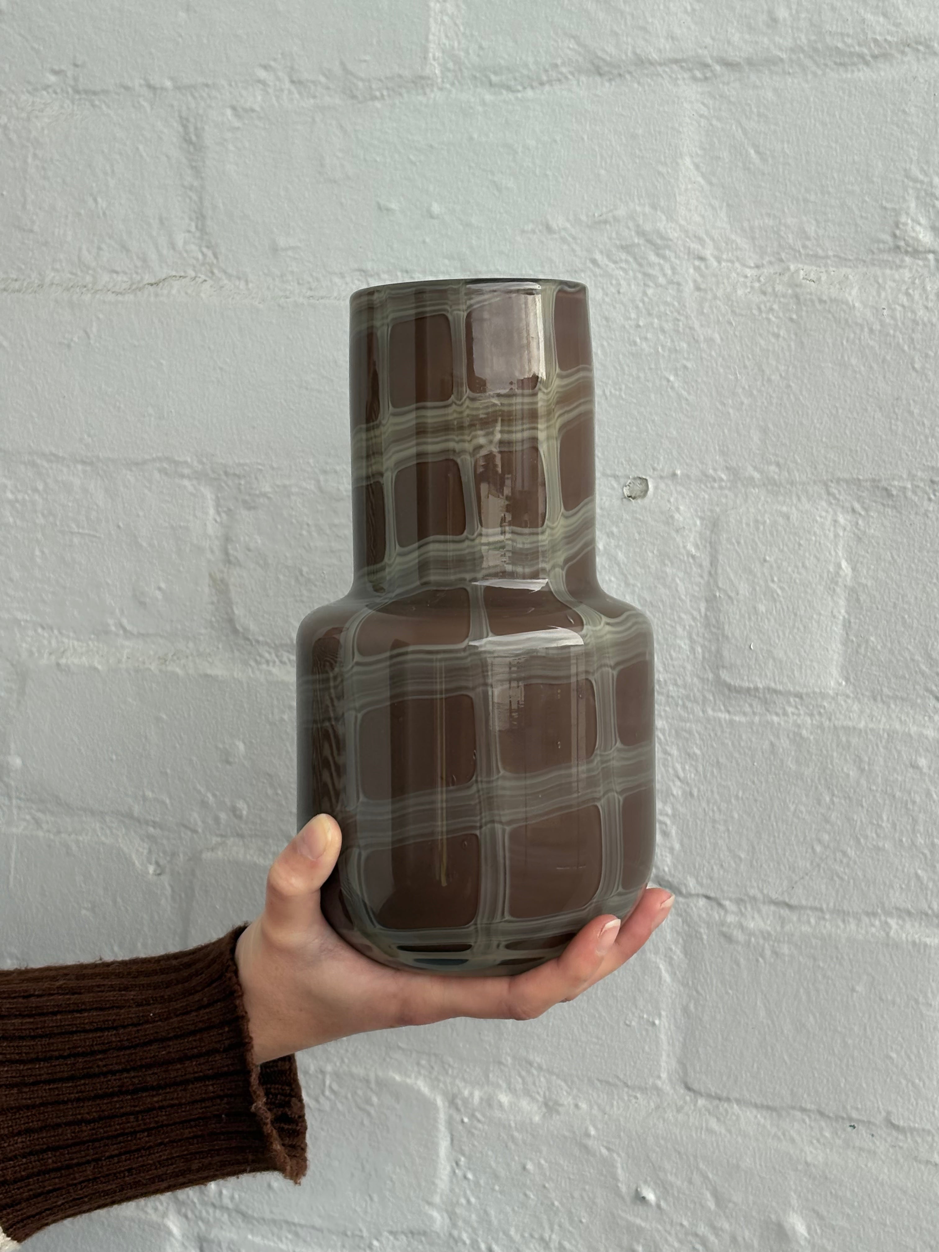 Gannon Glass Vase Small - Choc/Ivory