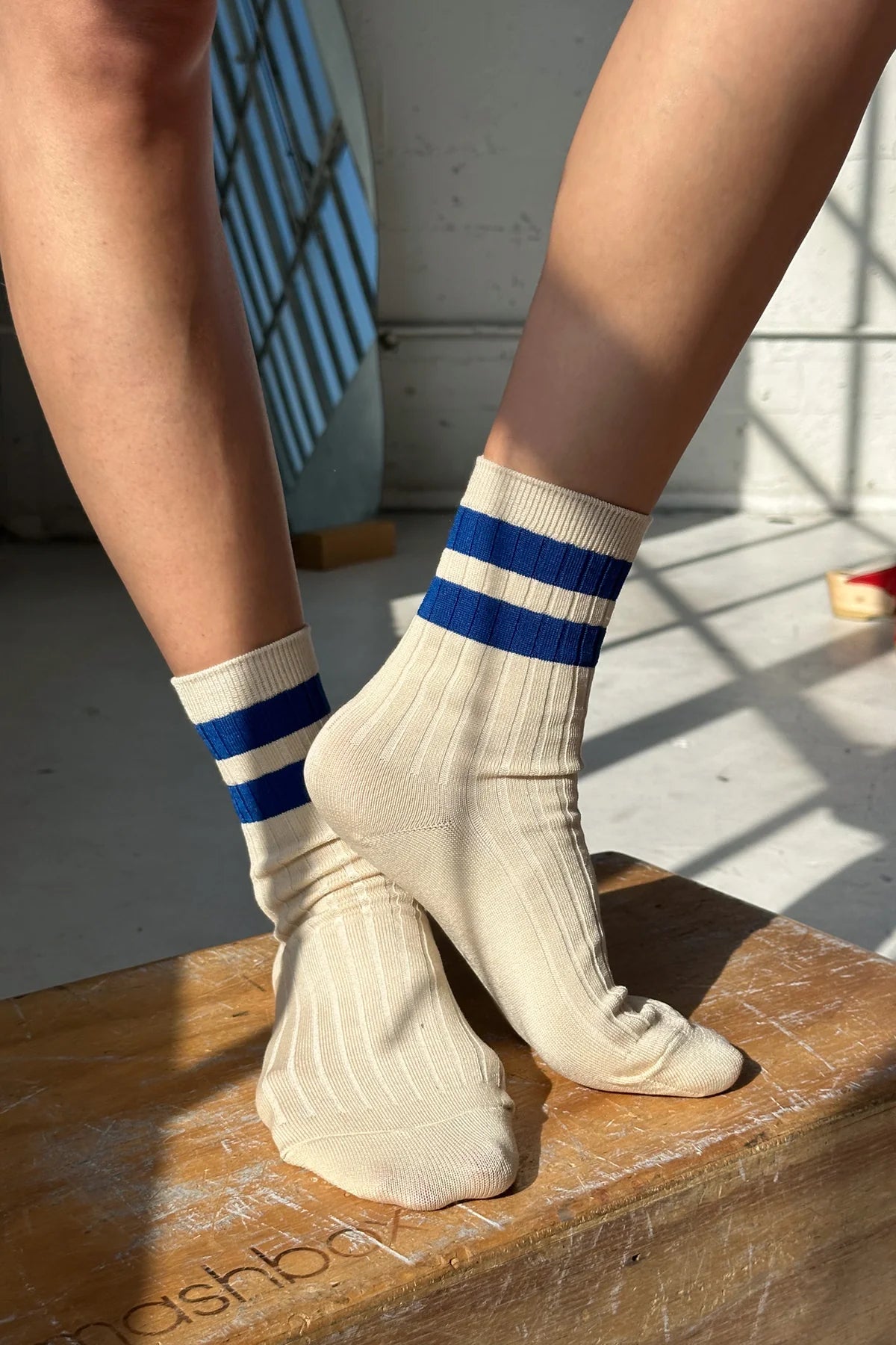 Her Varsity Socks- Azure