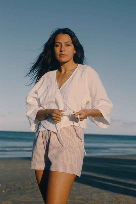 Mia Wrap Top- White