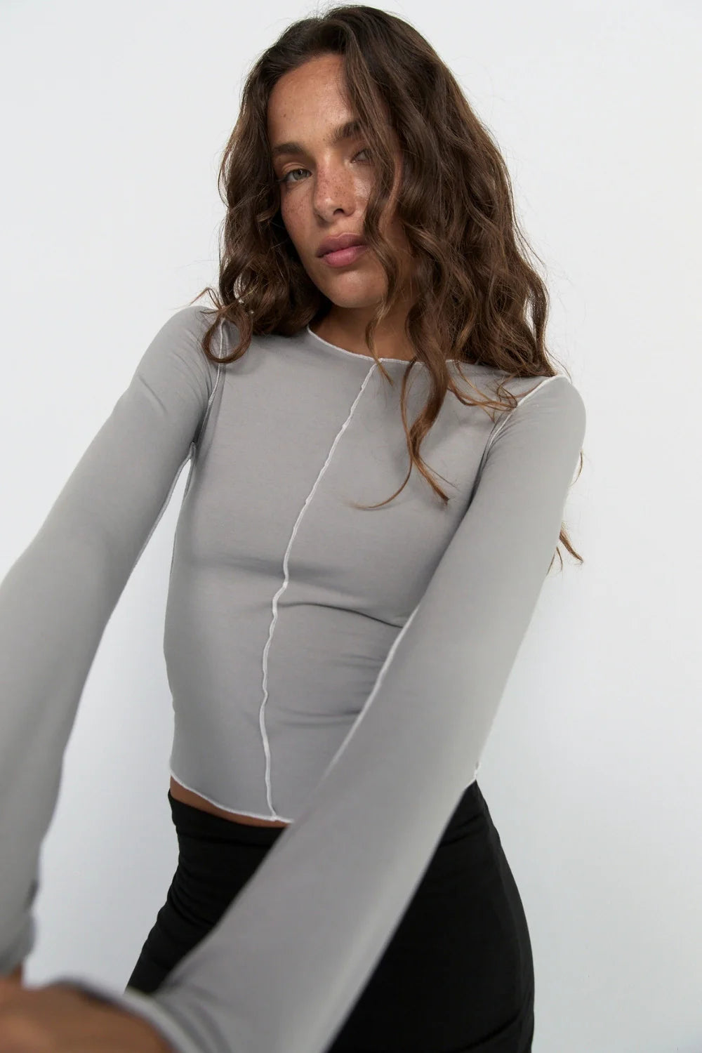 Inside Out Top - Pebble Grey