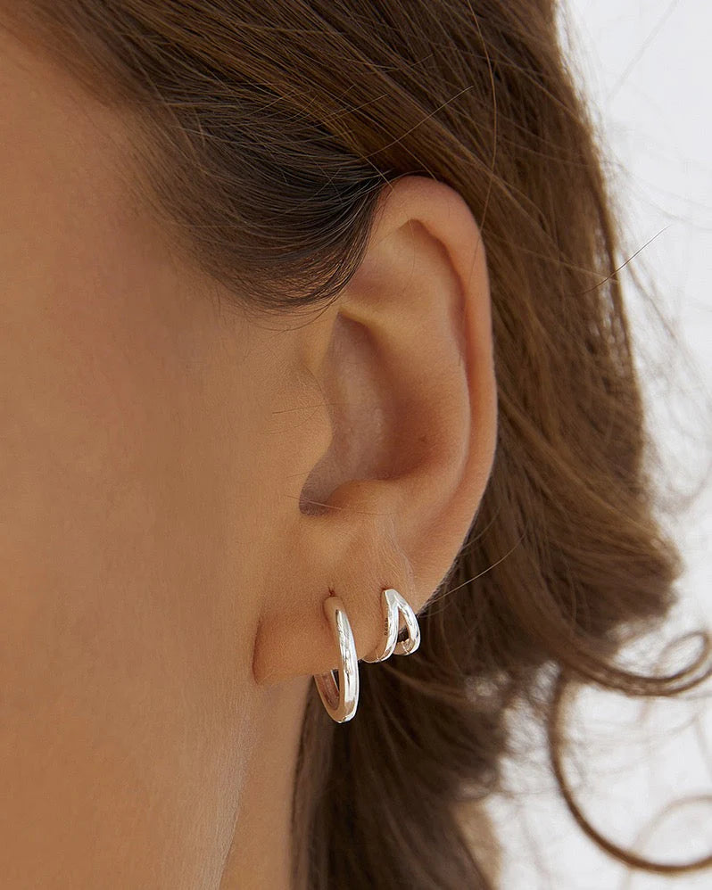 Jett Silver Hoop Earrings