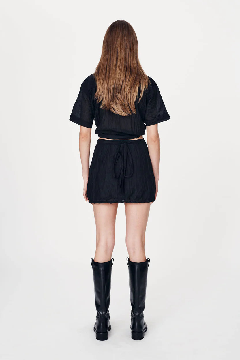 Jole Silk Mini Wrap Skirt- Noir