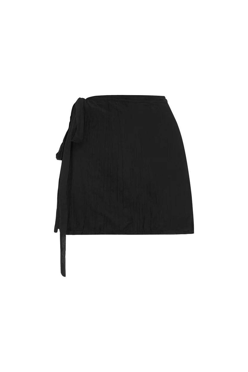 Jole Silk Mini Wrap Skirt- Noir