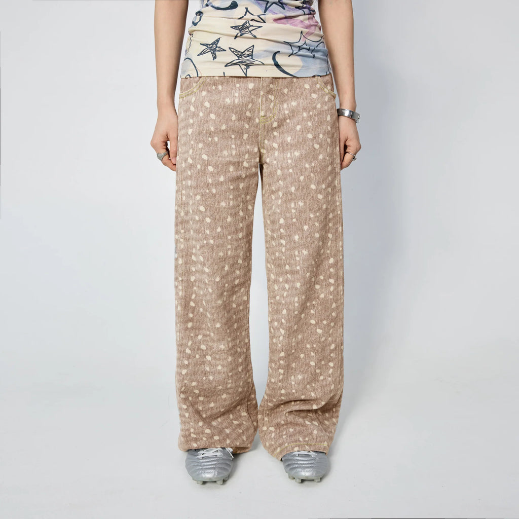 Straight Leg Jeans - Tan Spots