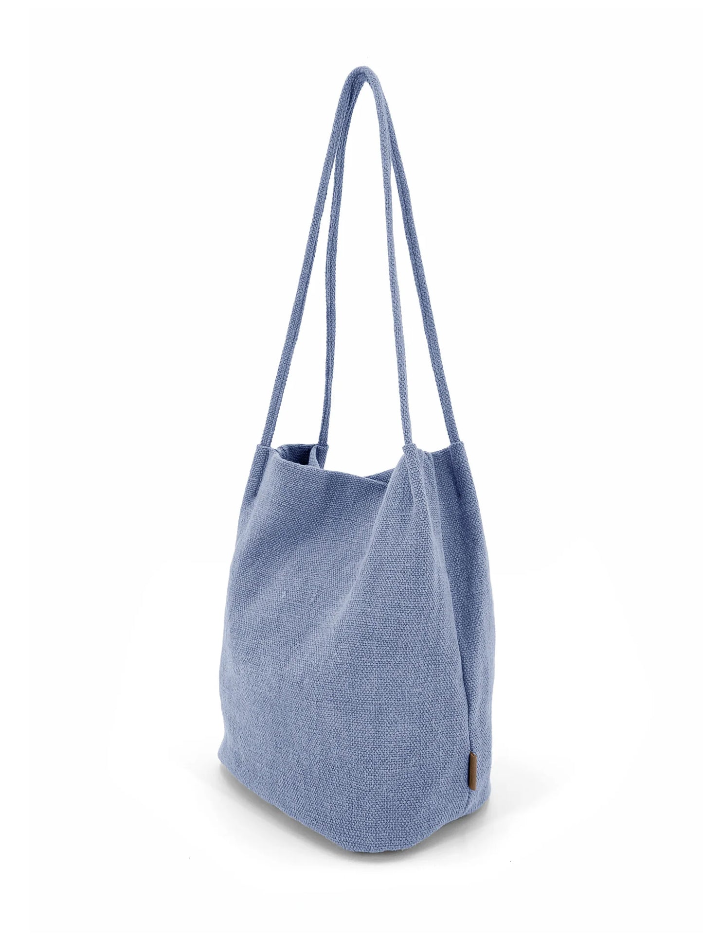 Natural Long Handle bag- Blue