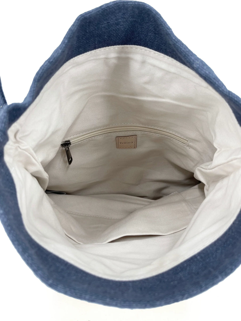 Natural Roll top bag- Navy