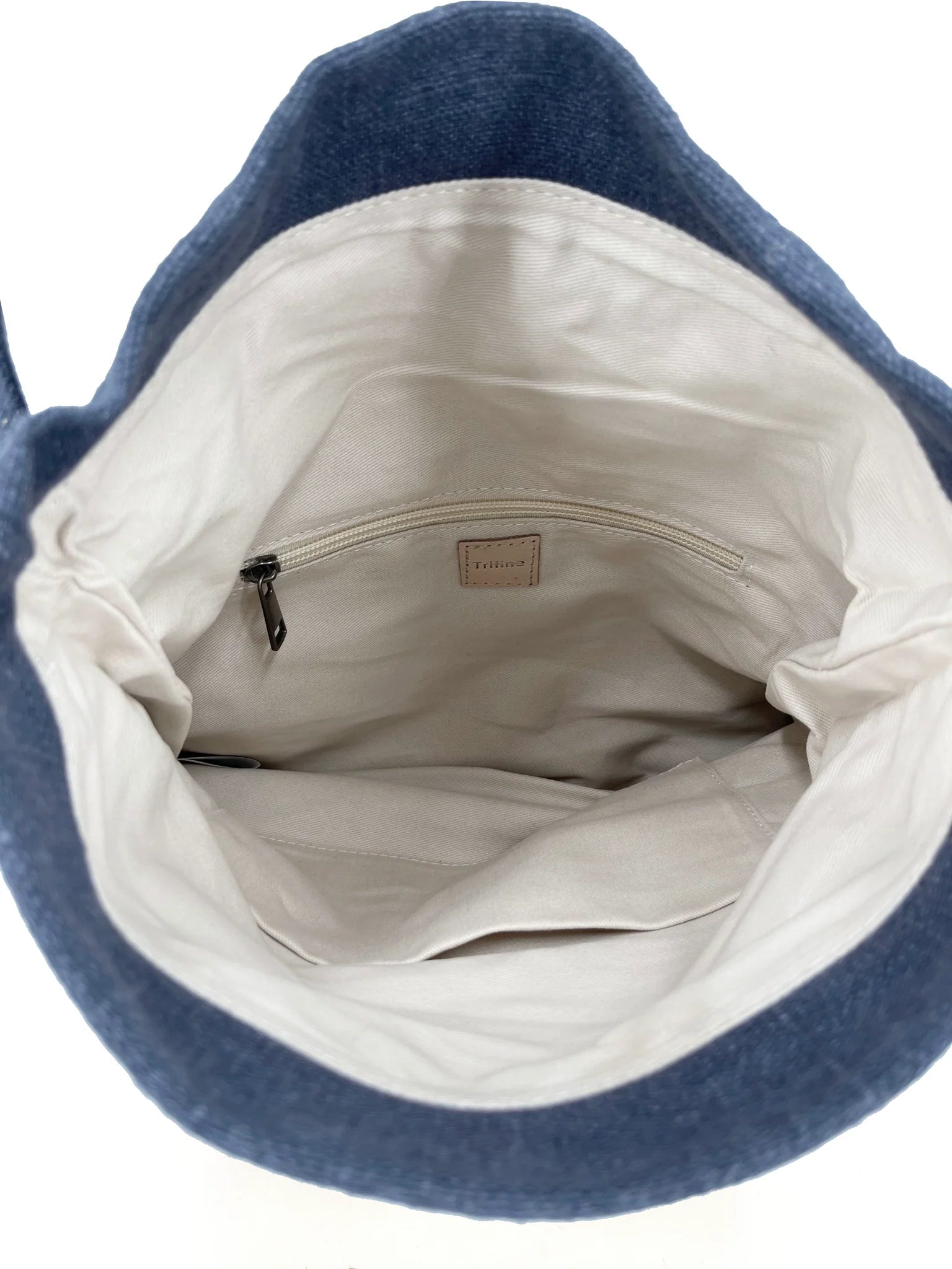 Natural Roll top bag- Navy