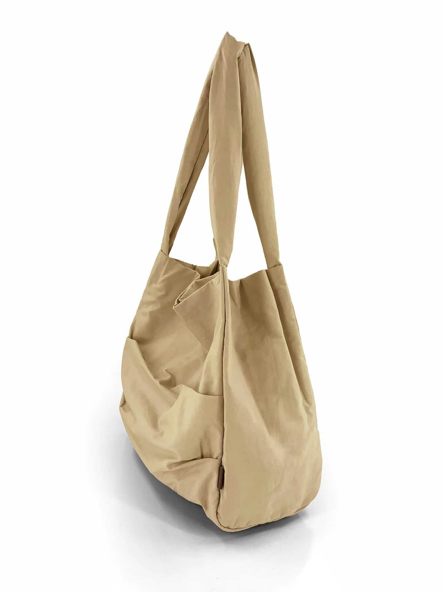 Ruched Tote Bag - Latte