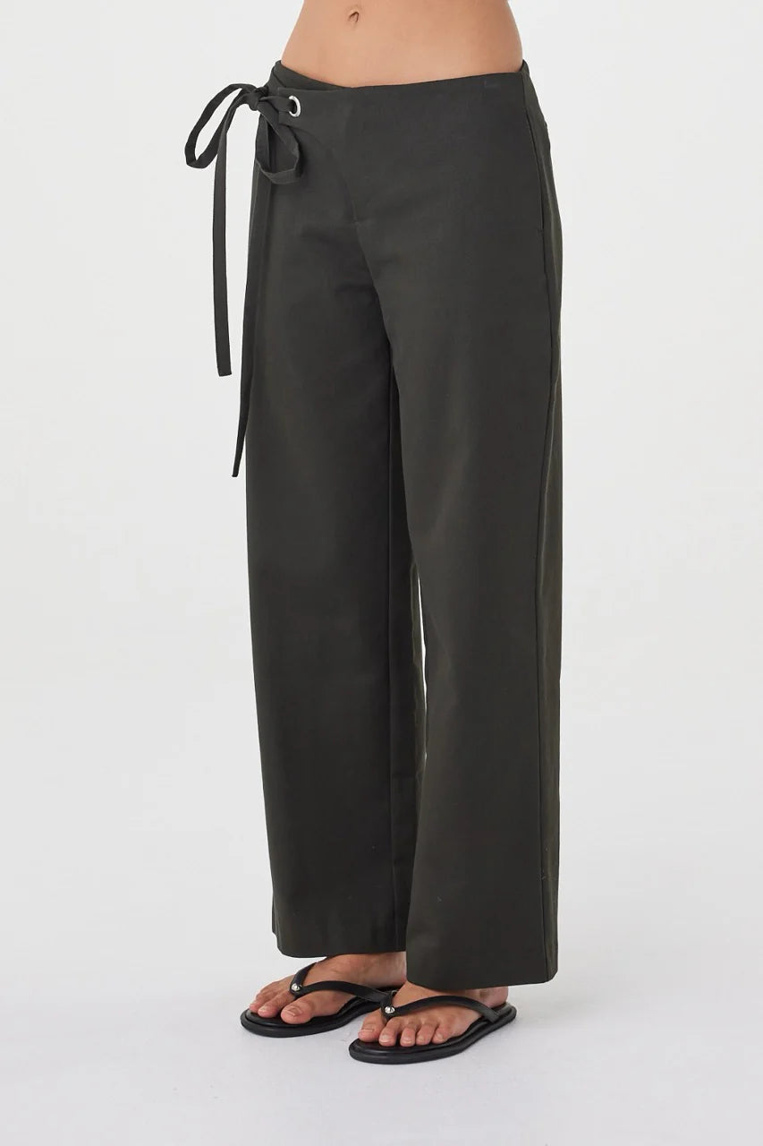 Lucia Tie Pant - Charcoal