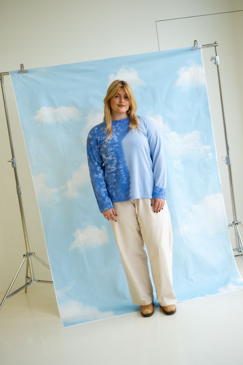 Ladies Organic Knitted Tie Dye LS Tee - Pacific