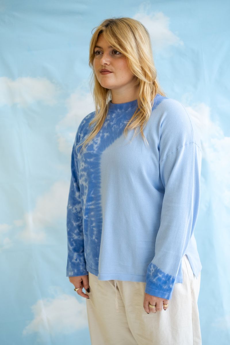 Ladies Organic Knitted Tie Dye LS Tee - Pacific