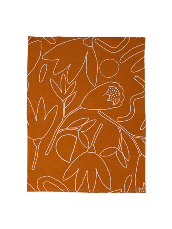 Outline Floral Tea Towel