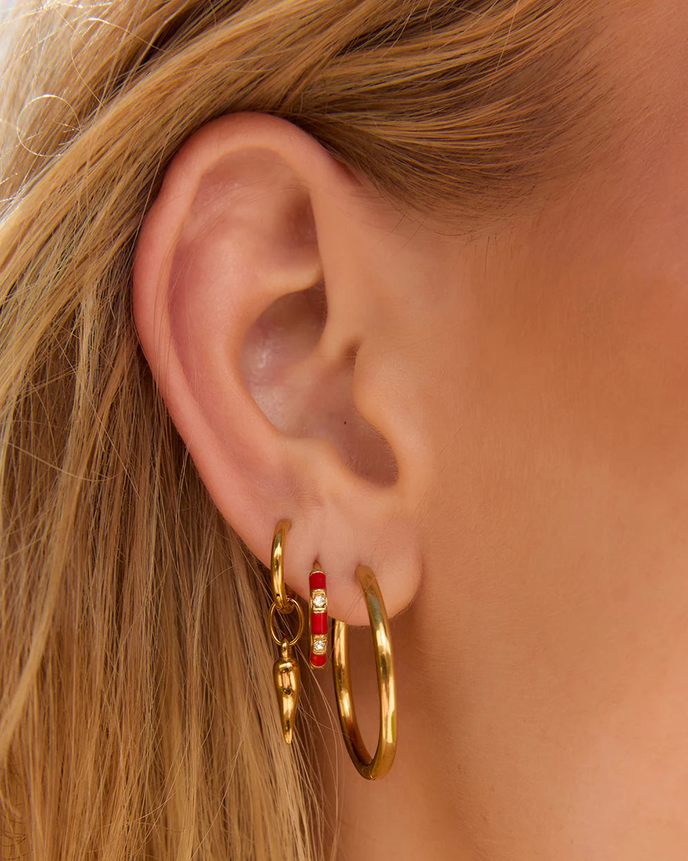 Papaya Enamel Huggies- Cherry