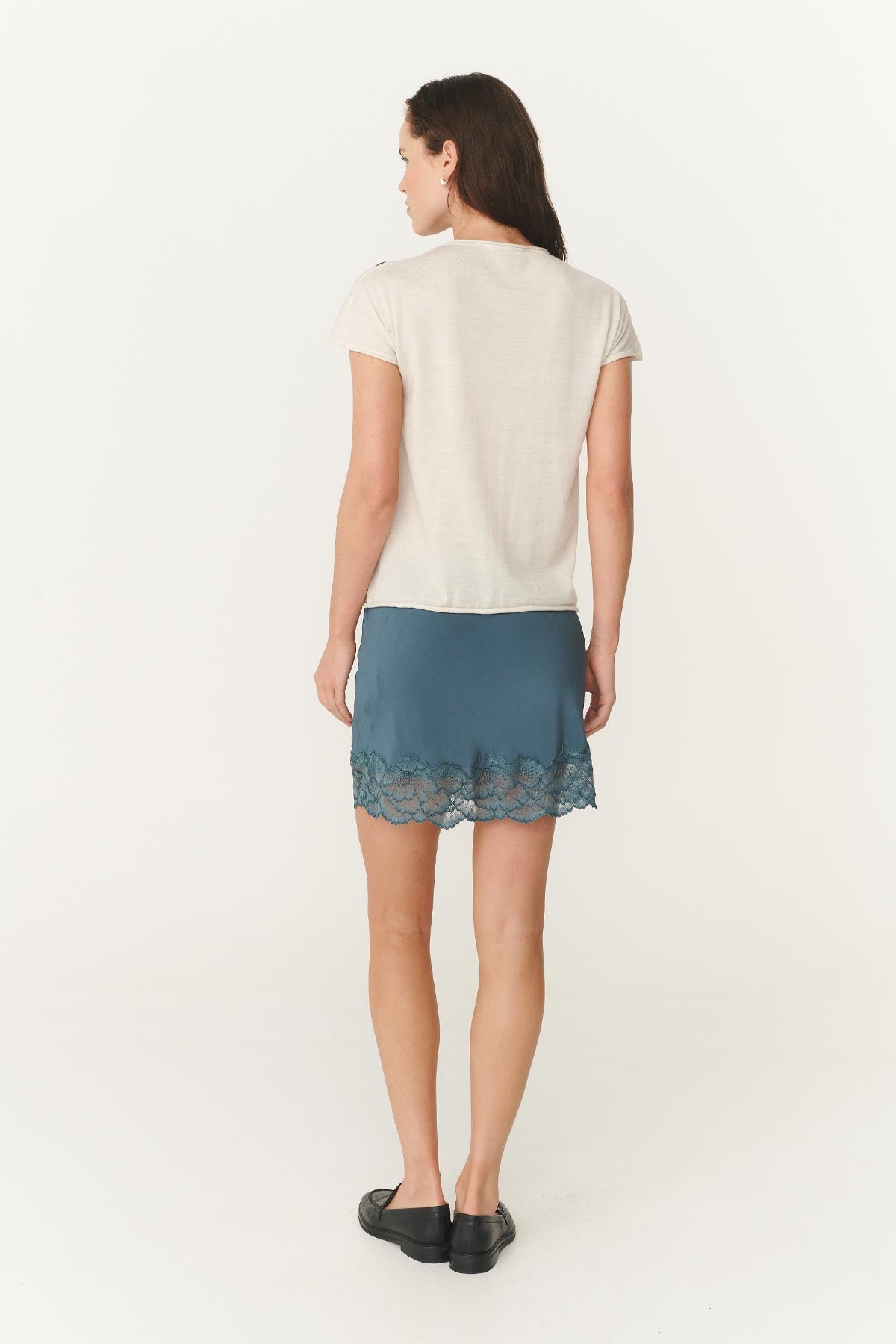 Marina Silk Mini Skirt - Teal Blue