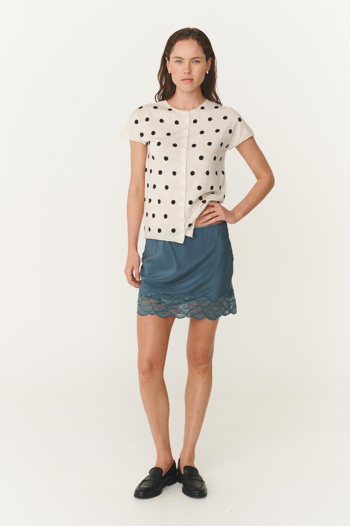 Marina Silk Mini Skirt - Teal Blue