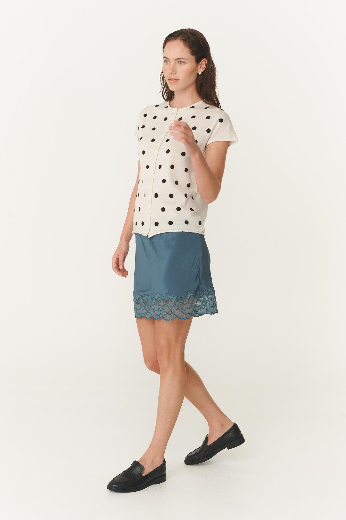 Marina Silk Mini Skirt - Teal Blue