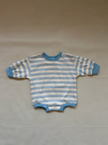 Mattie Stripe Cotton Bodysuit - Cream/Blue Stripe