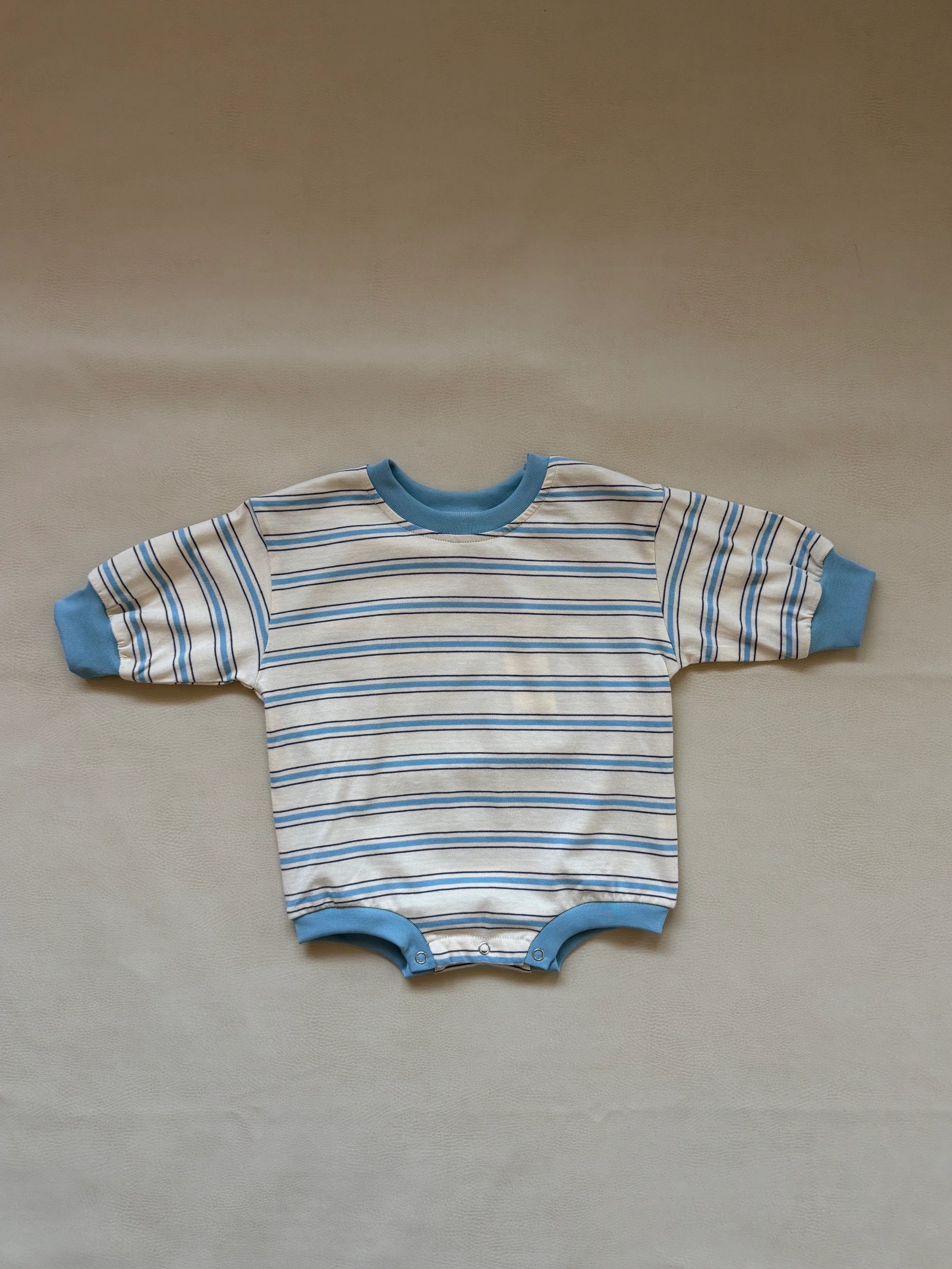 Mattie Stripe Cotton Bodysuit - Cream/Blue Stripe
