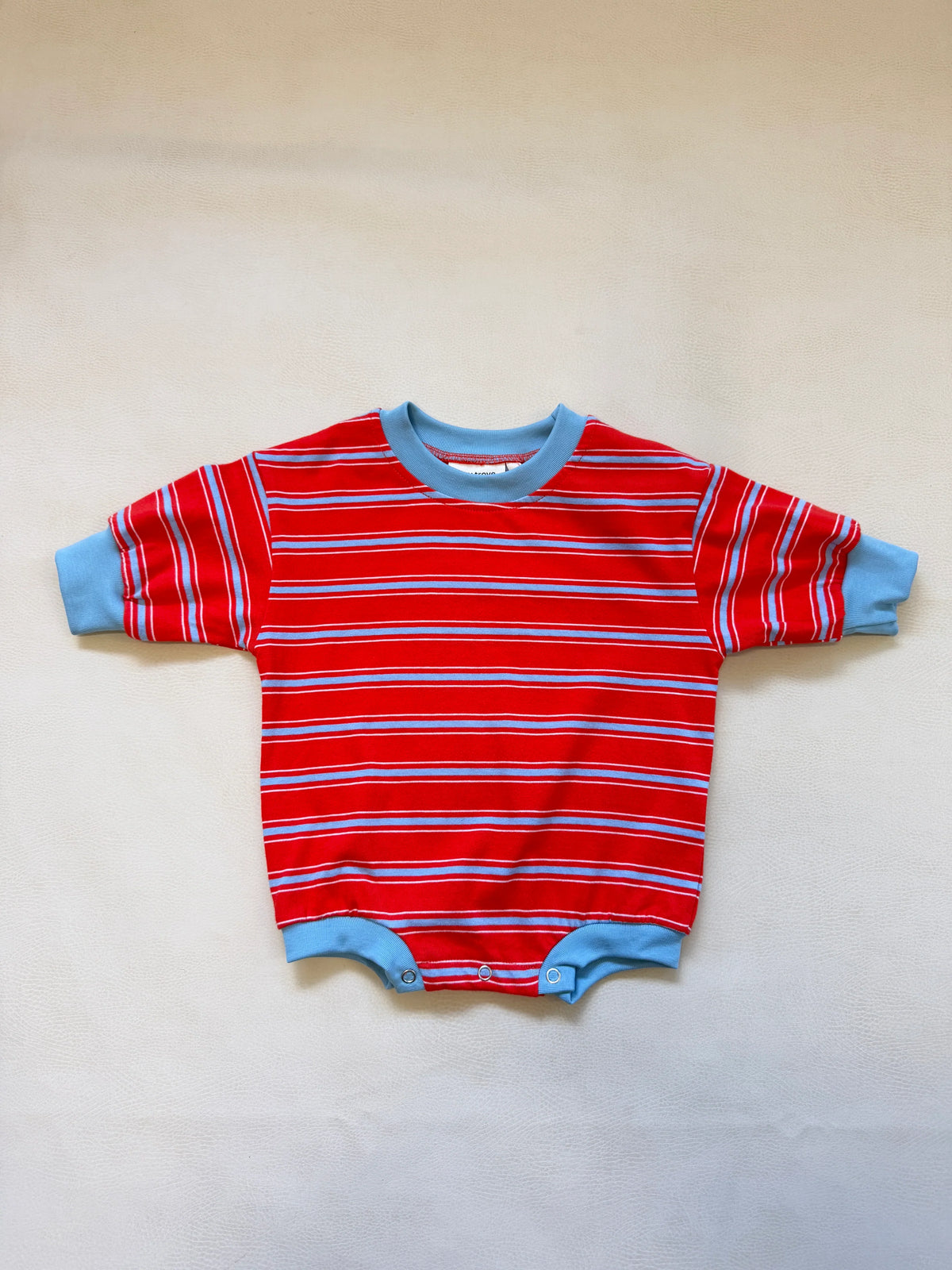 Mattie Stripe Cotton Bodysuit - Poppy/Blue Stripe
