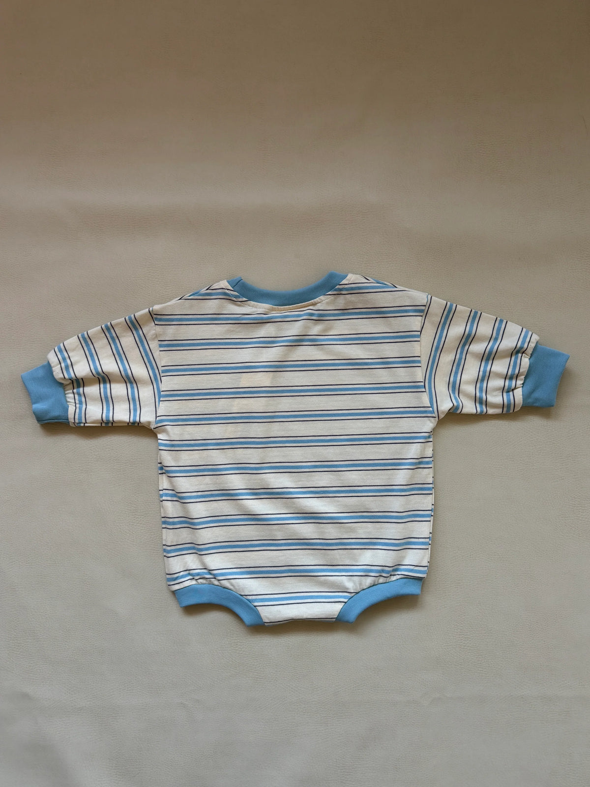 Mattie Stripe Cotton Bodysuit - Cream/Blue Stripe