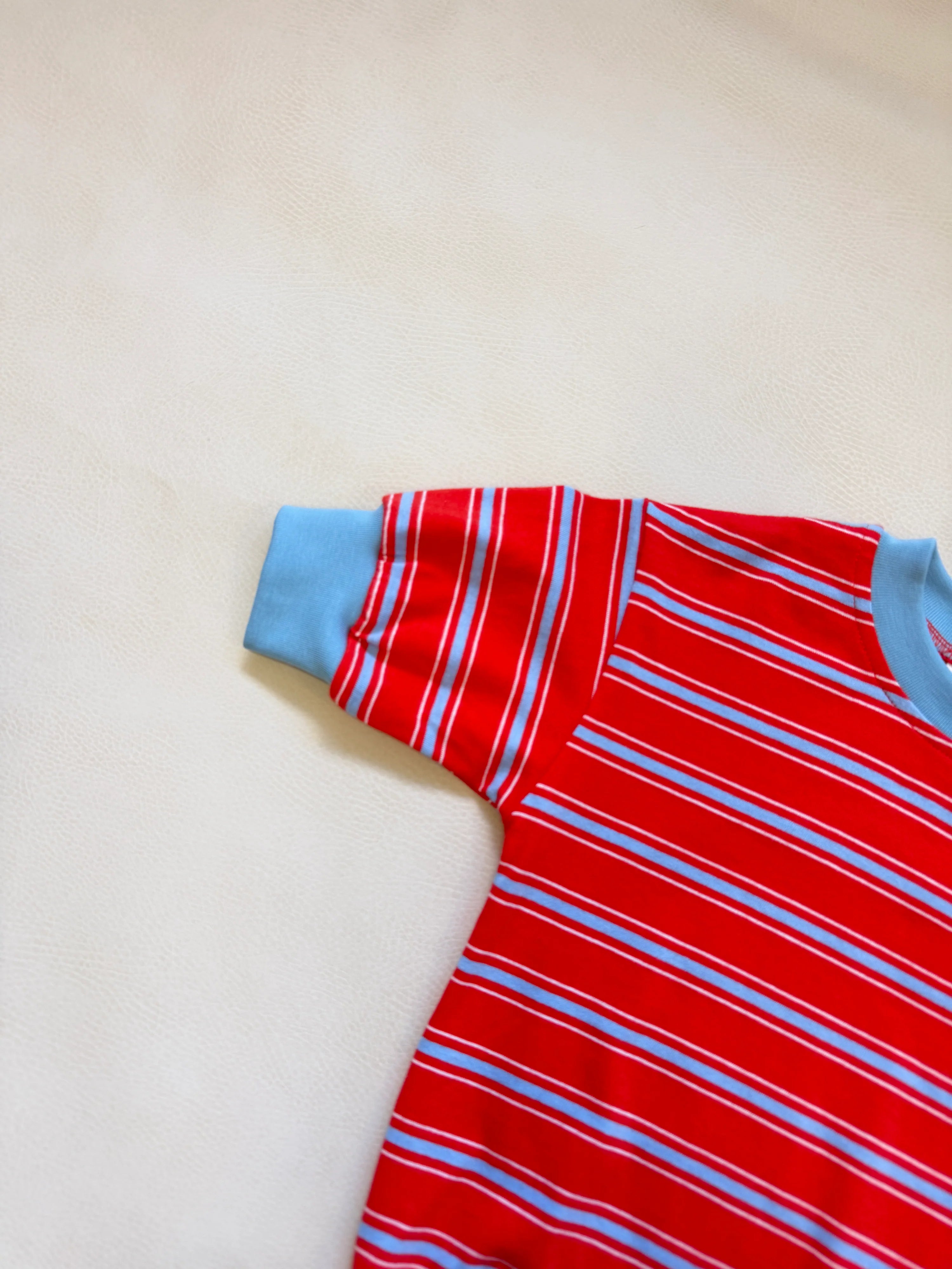 Mattie Stripe Cotton Bodysuit - Poppy/Blue Stripe