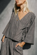 Mia Wrap Top Maple Gingham