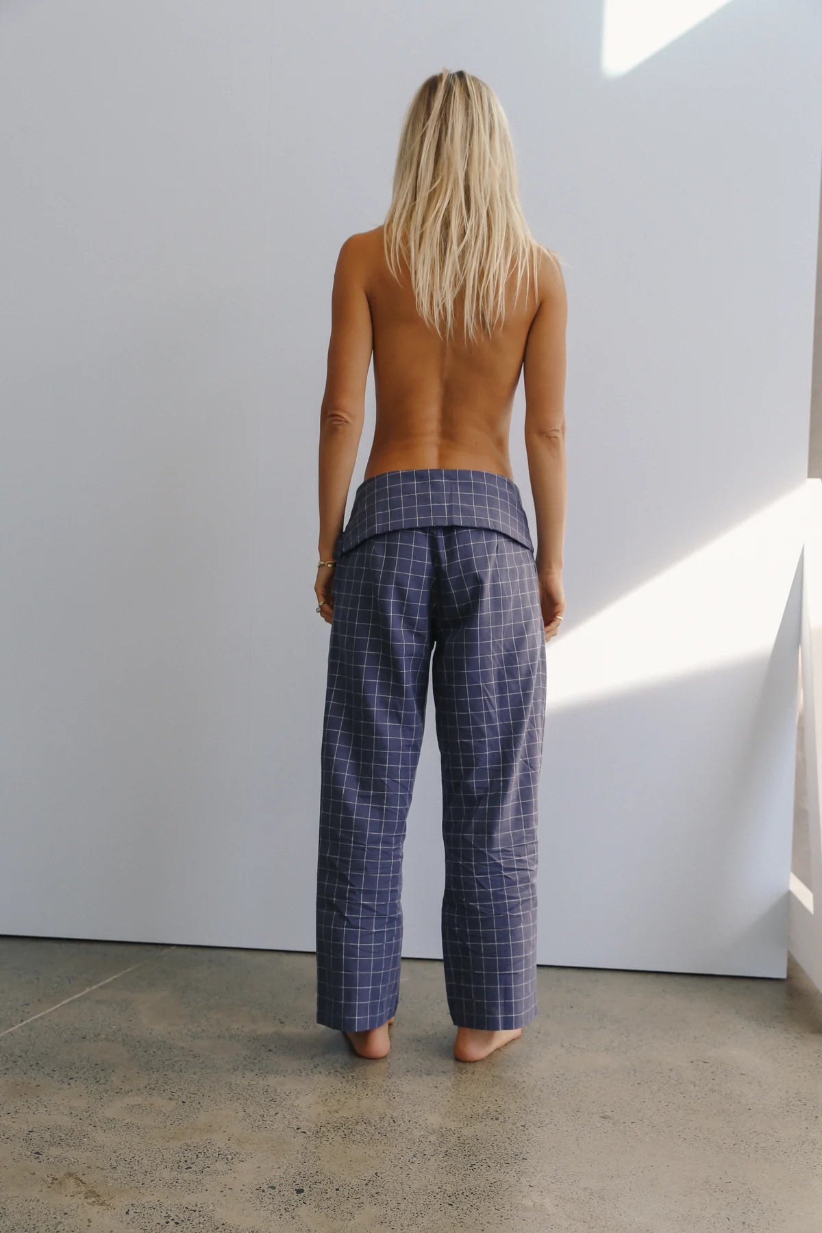 Mika Fold Pant Indigo Plaid