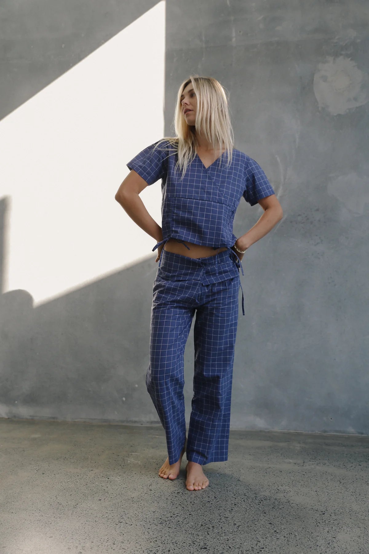 Mika Fold Pant Indigo Plaid
