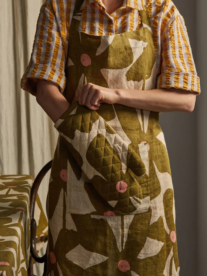 Olive Poppy Oven Mit