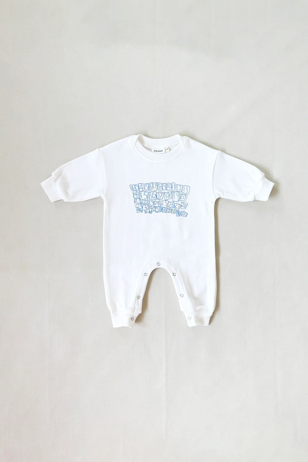 Parker Numbers Relaxed Romper - White/Blue