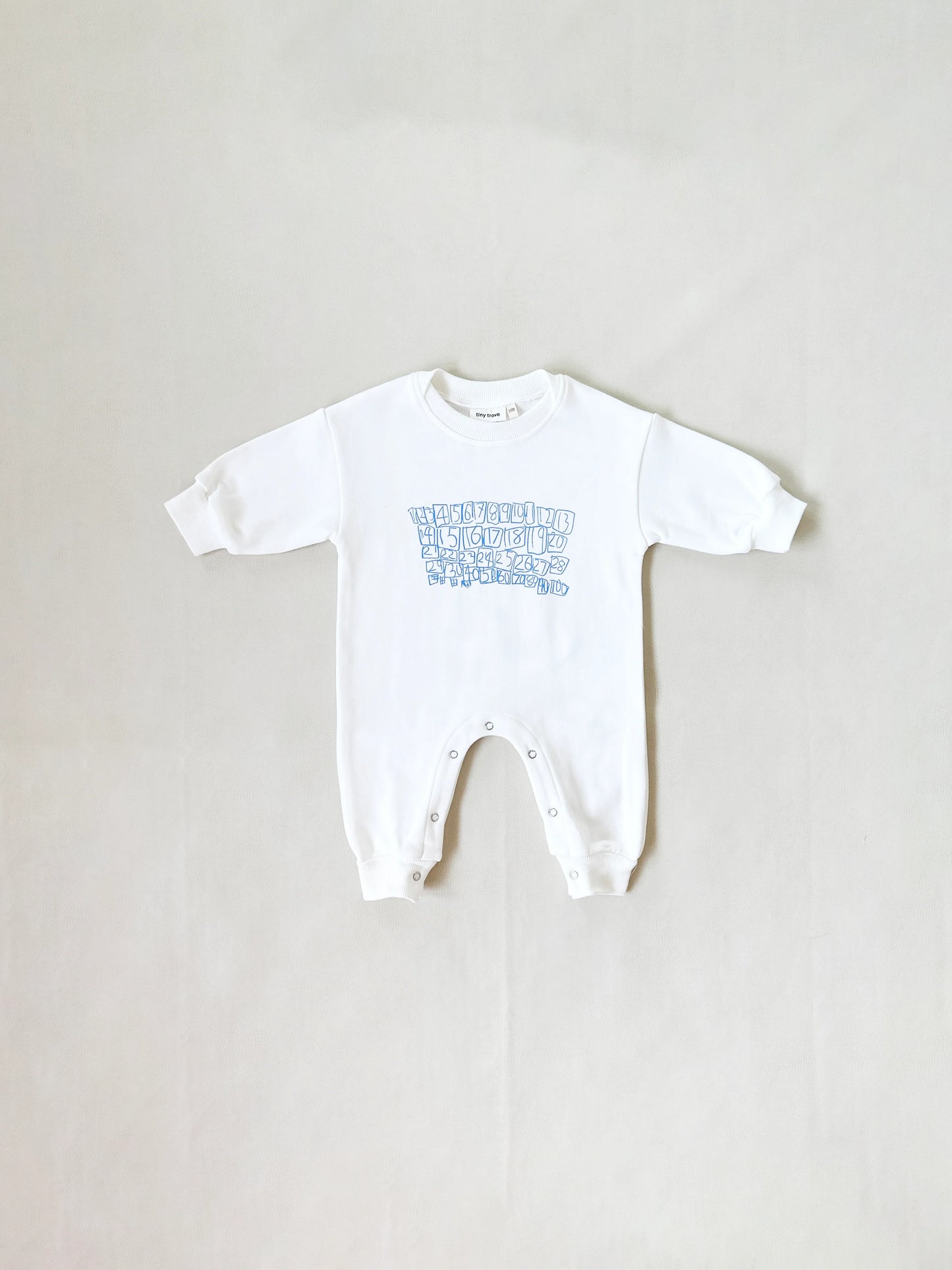Parker Numbers Relaxed Romper - White/Blue