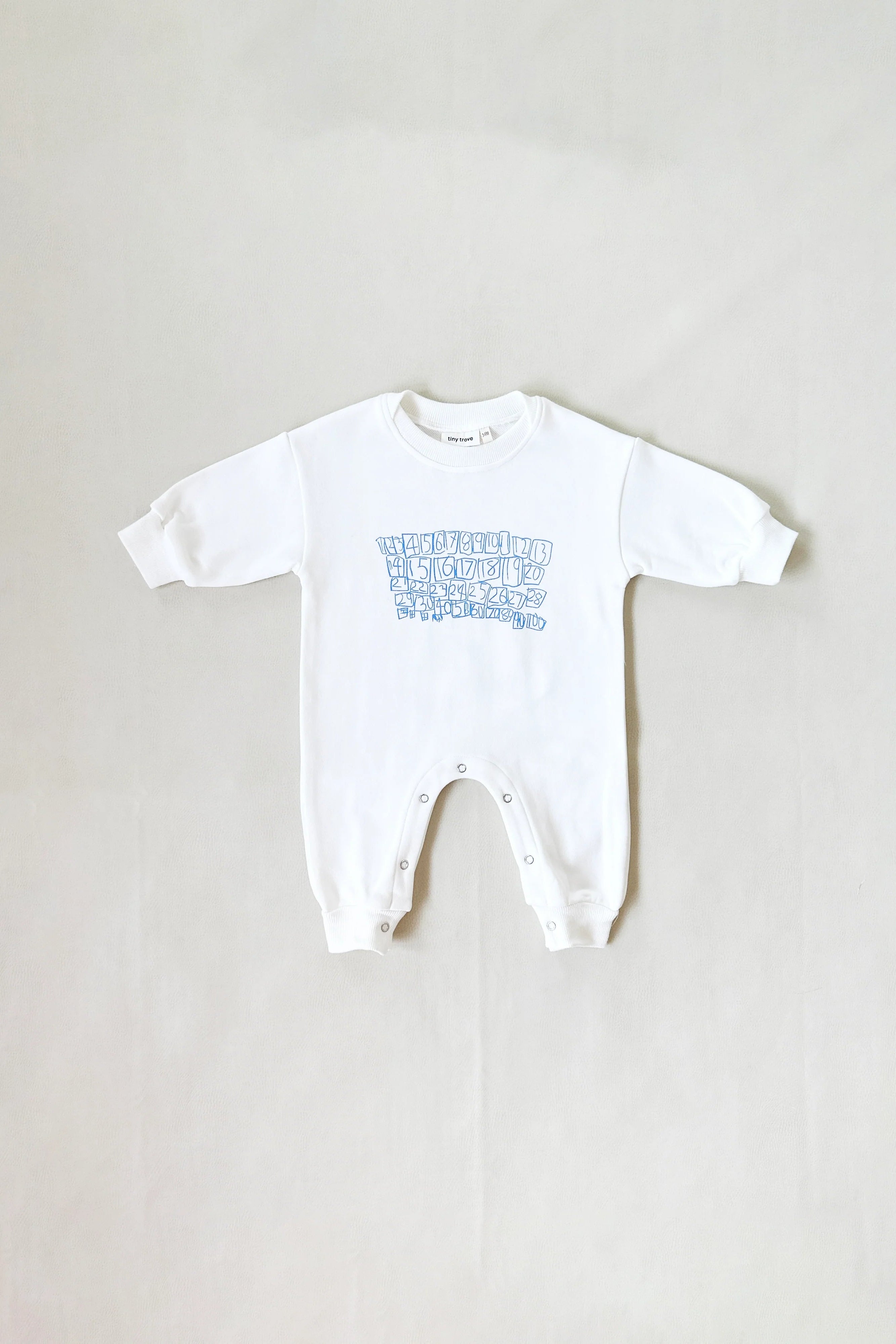 Parker Numbers Relaxed Romper - White/Blue