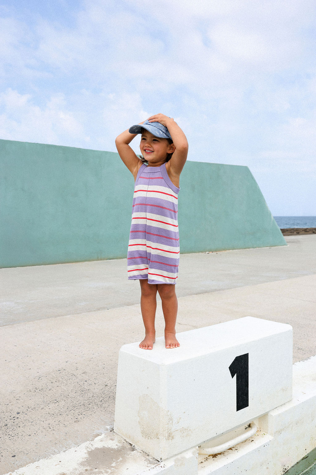 Organic Knitted Club Stripe Romper - Mauve