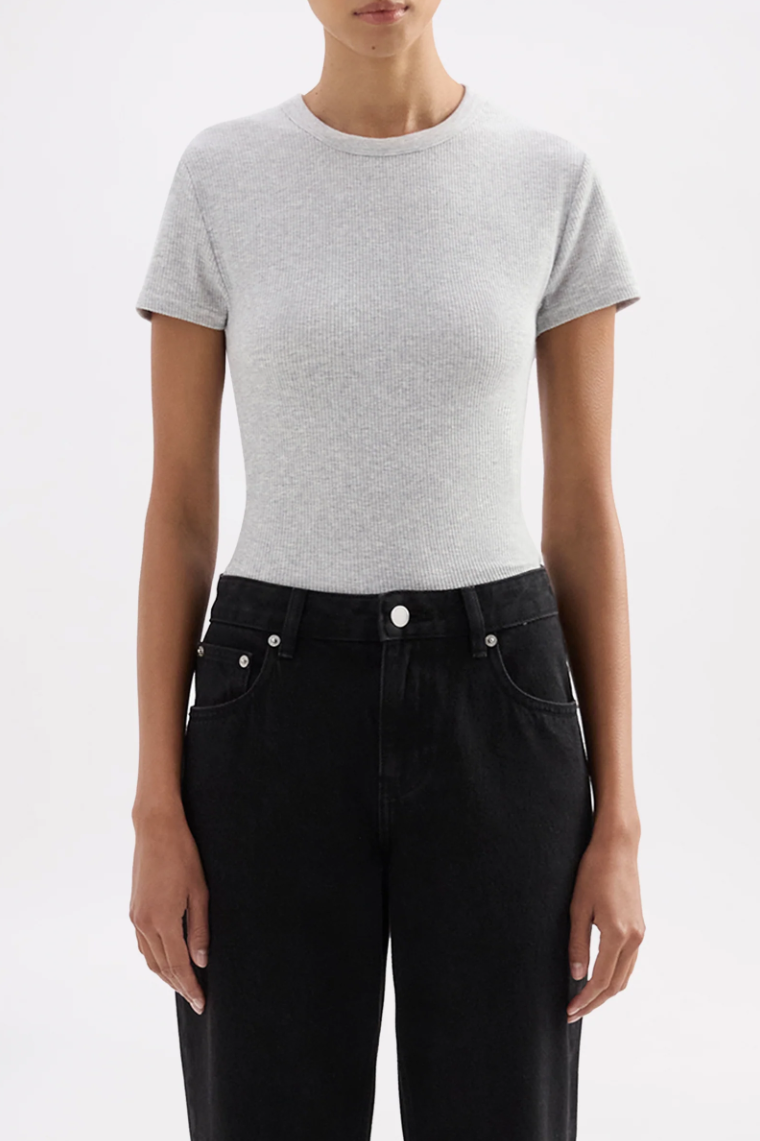 Organic Rib SS Tee - Grey Marle