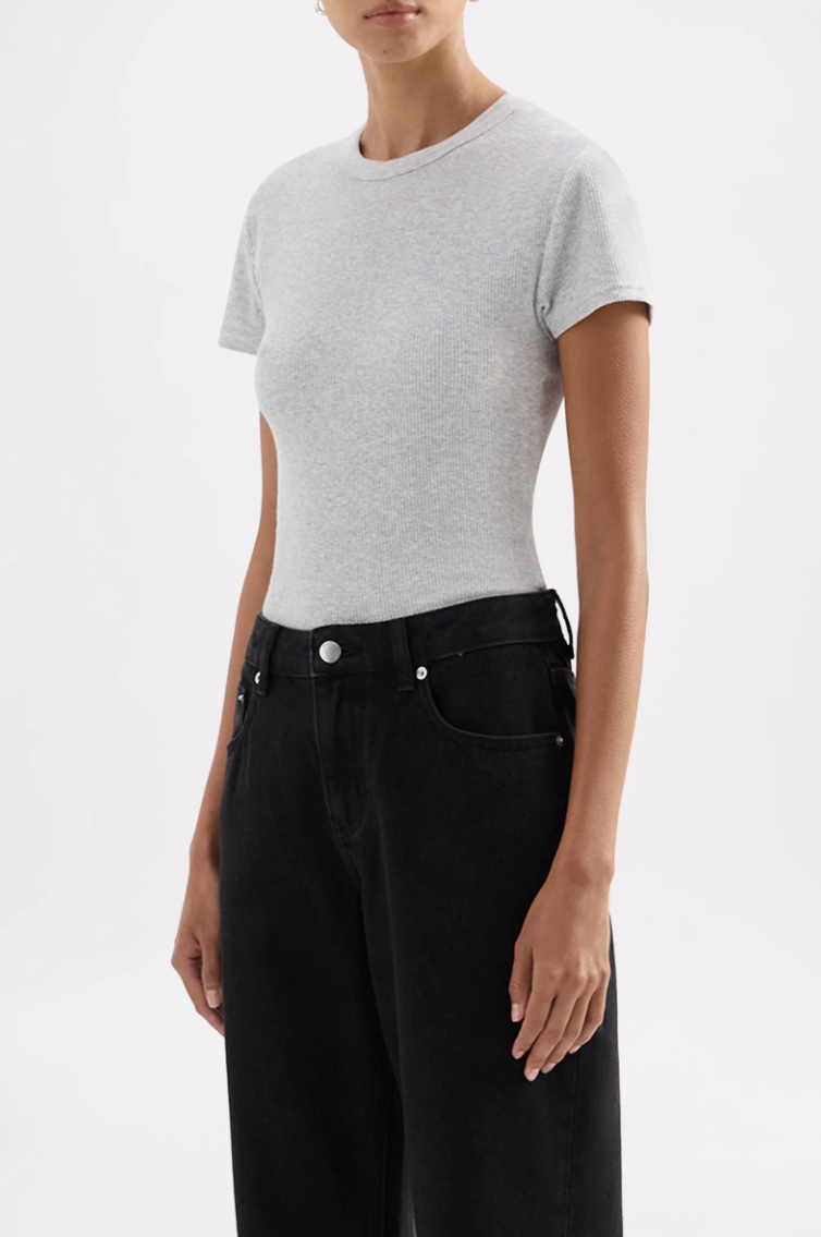 Organic Rib SS Tee - Grey Marle