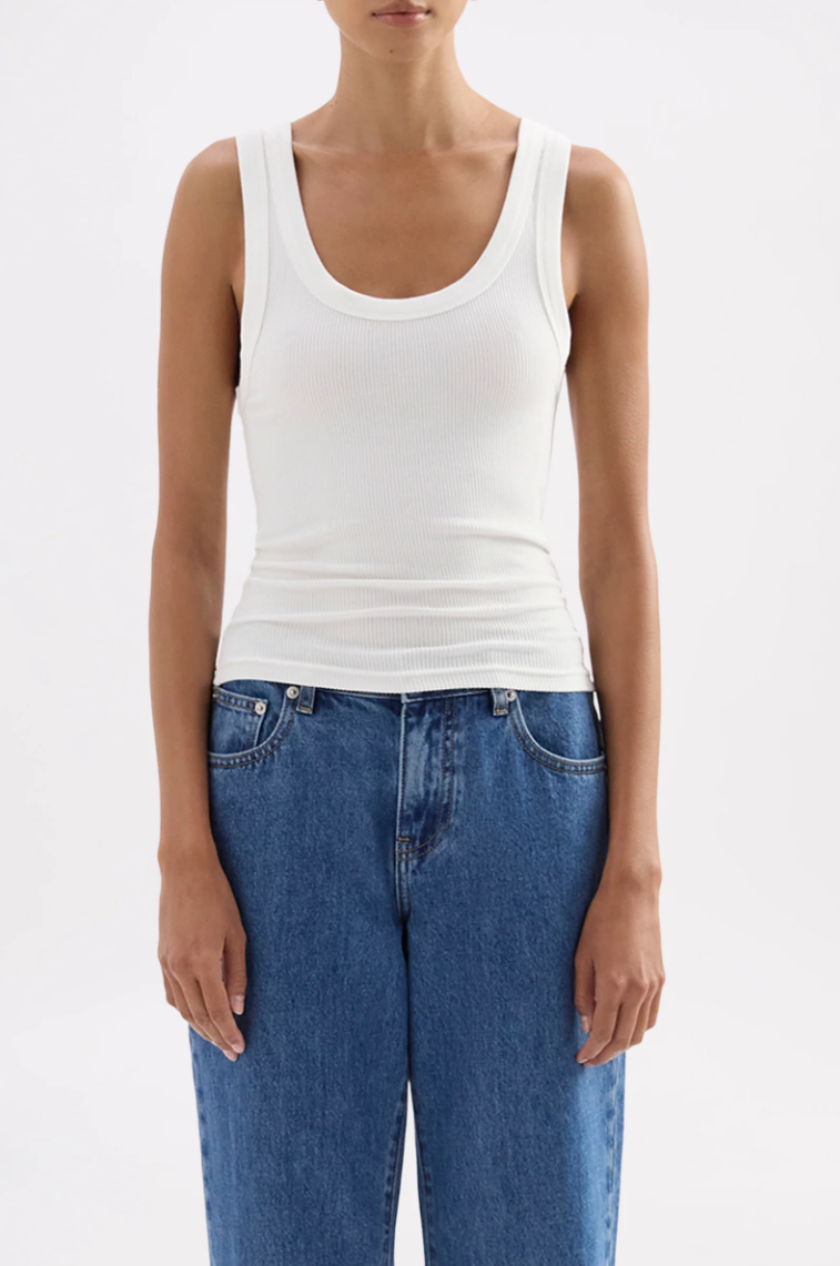 Organic Rib Singlet - White