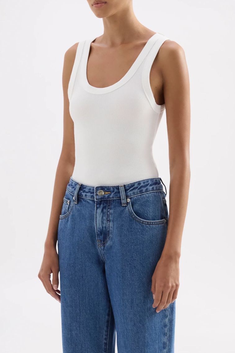 Organic Rib Singlet - White