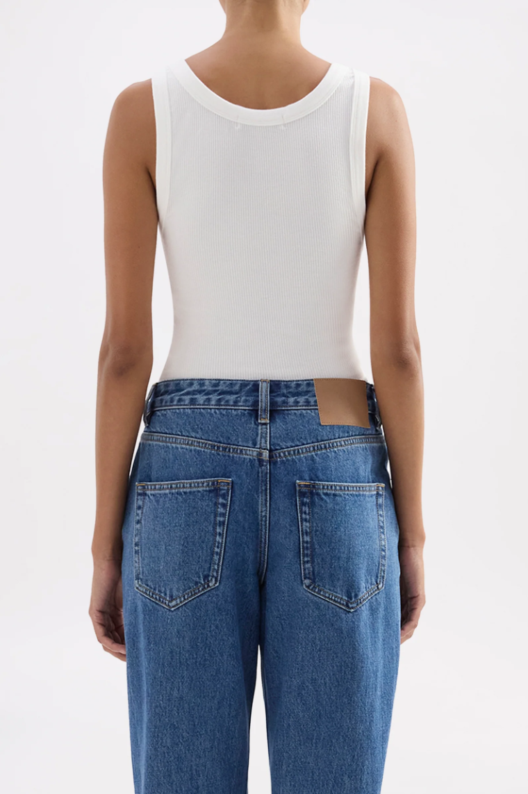 Organic Rib Singlet - White