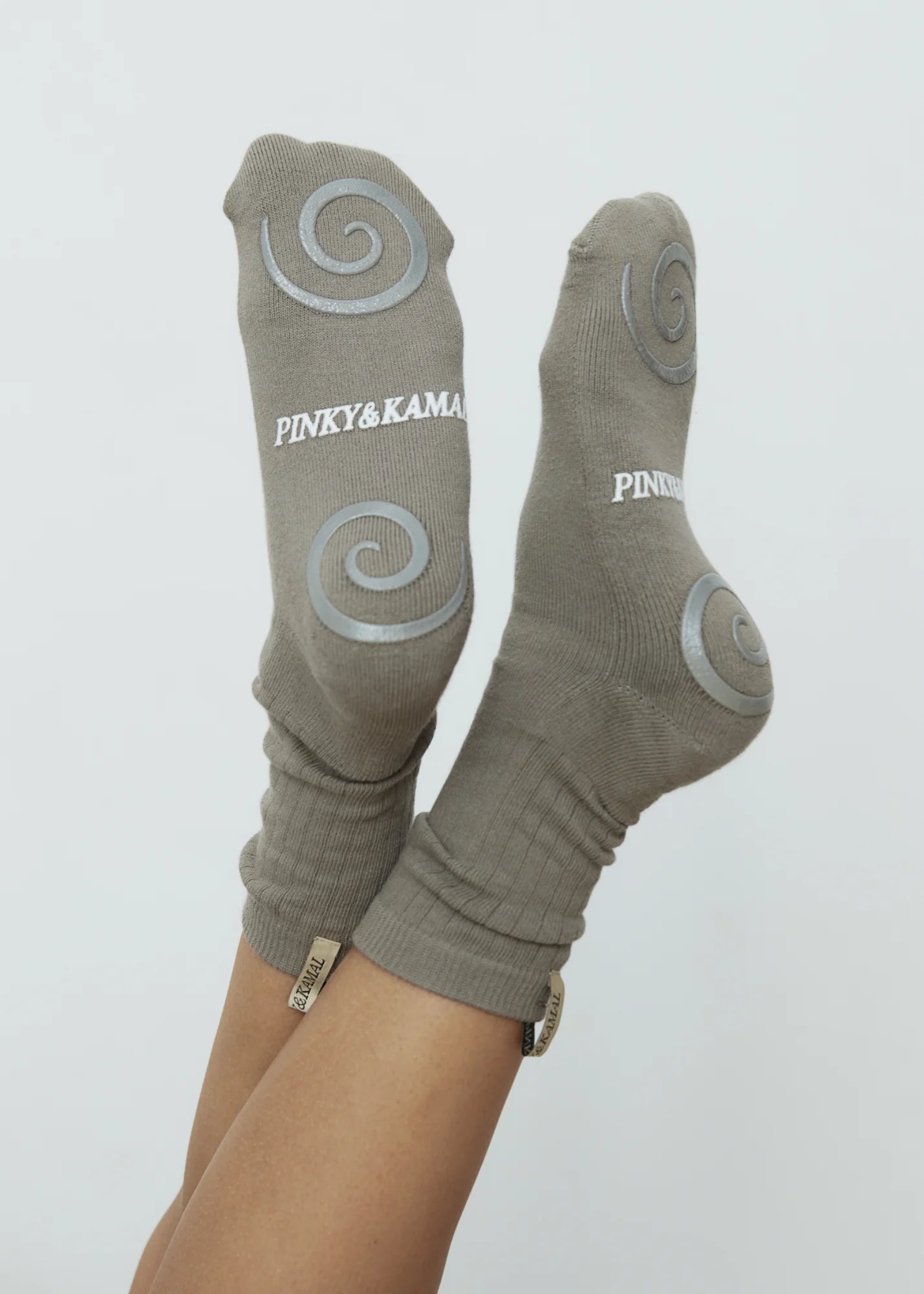 Pilates Spiral Grip Sock - Pebble Grey