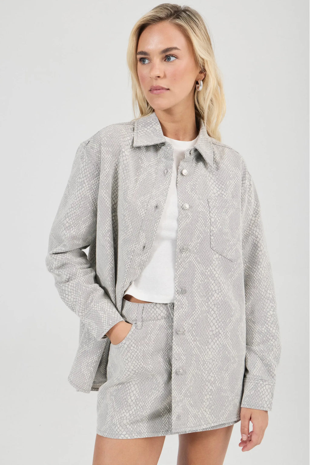 Drift Oversized Denim Shirt- Python