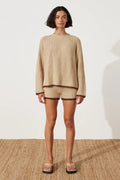 SAND CONTRAST RIB KNIT SHORT